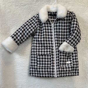 7 For All Mankind Black and White Houndstooth Kids Puffer Coat